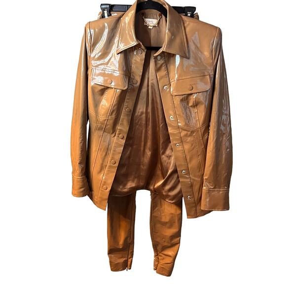 Camila Coelho Women's Tan & Brown Taurus Shacket Jacket & Pant Set Size XS - Picture 1 of 16